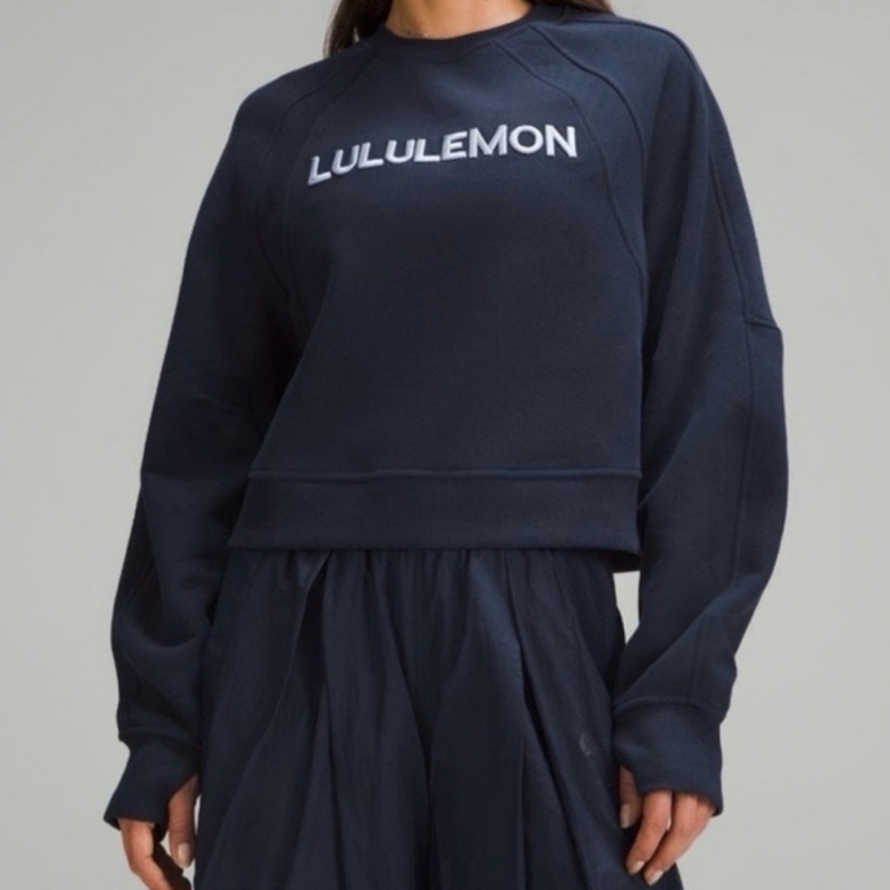 Lululemon Scuba Oversized Pullover Wordmark True Navy XS/S